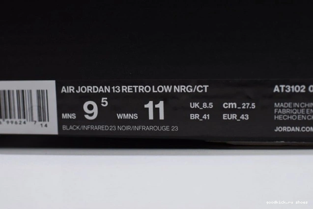 Rep Low Infrared Air Black 13 Jordan Clot x AT3102-006 0730